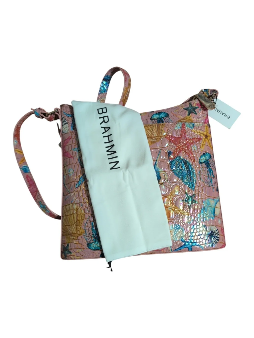 Brahmin Katie Starlight Melbourne Croc Embossed Leather Crossbody Bag